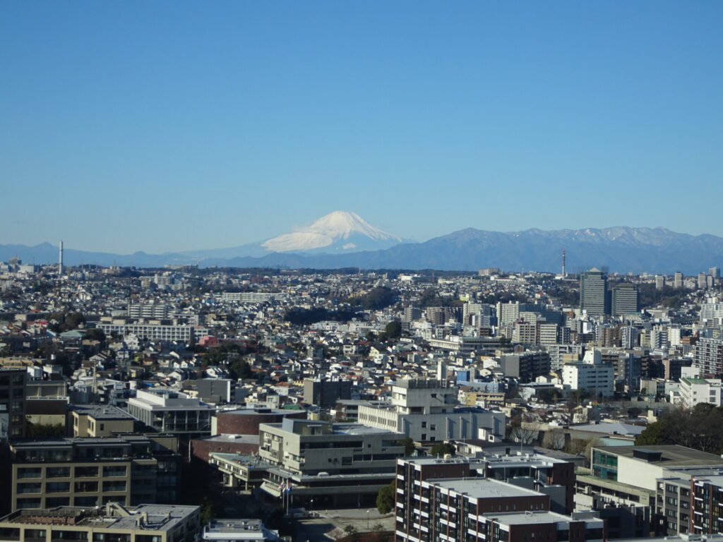 ニューオータニイン横浜プレミアム、最上階１９階シティービュー(富士山側)デラックスダブルルーム からの眺め、眺望