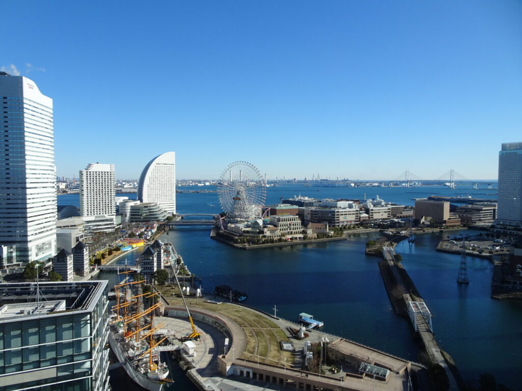 ニューオータニイン横浜プレミアム、最上階１９階 からの眺め、眺望、みなとみらいベイビュー