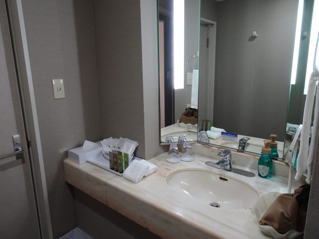 プレミアホテル 中島公園 札幌、１５階以上の高層階に位置するスーペリアダブルルーム、洗面台
